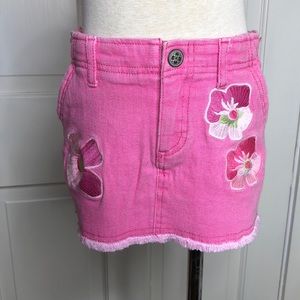 Baby Lulu pink denim skirt - fringe hem size 6